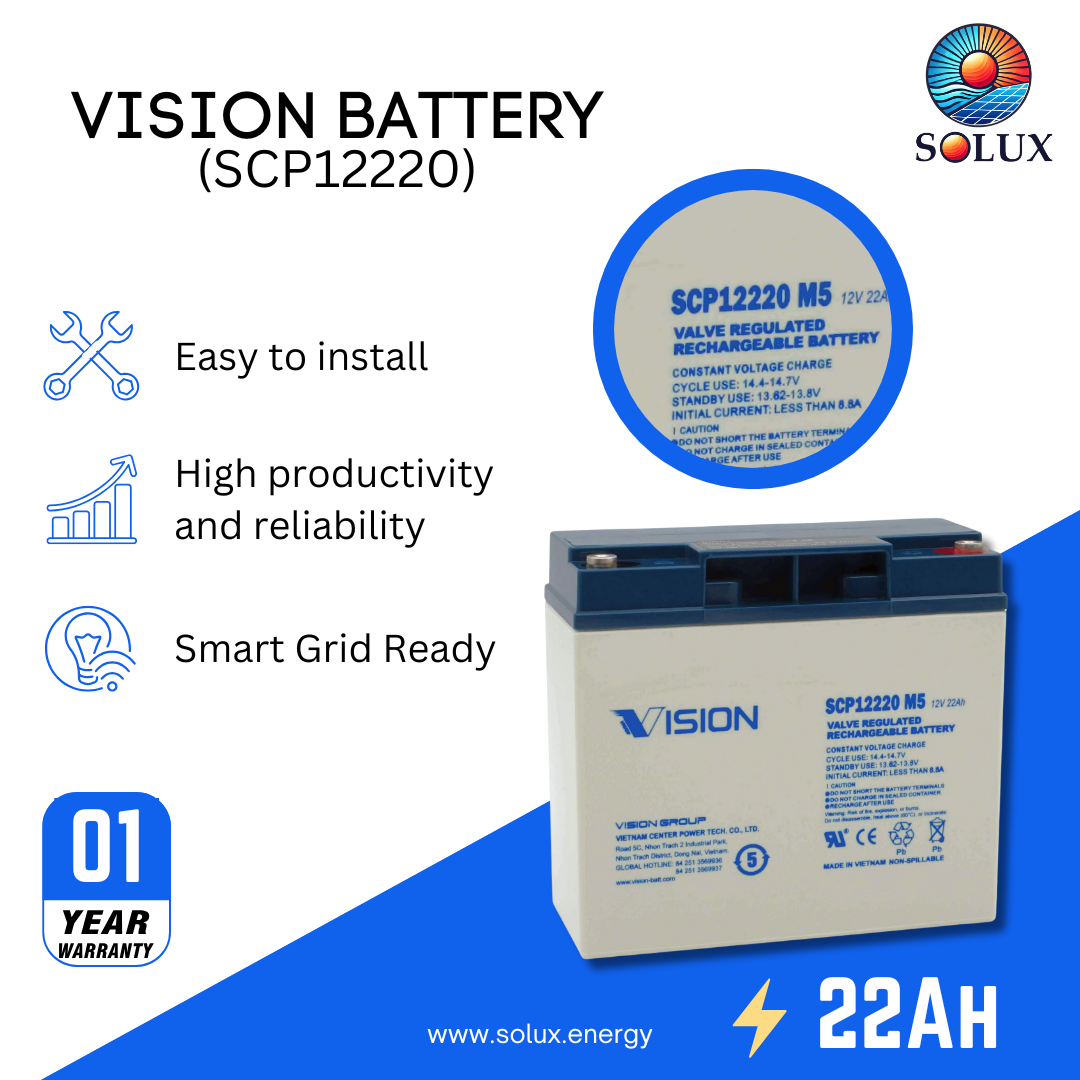 This is an image of Vision 12V 22Ah Battery Sealed Lead-Acid AGM